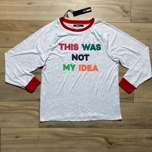 Novamen Mens Holiday Christmas‎ Pajama Top This Was Not My Idea Size Large White